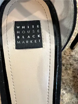 White House Black Market Gianna Gingham Ankle Strap Pumps 8.5 Black White thumbnail 11