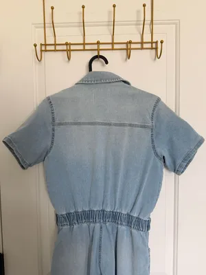 Celebrity Pink Zip-Front Short Sleeve Denim Jumpsuit thumbnail 4