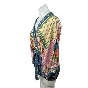 Farm Rio Kimono Sonho Belo Farm Fruits Paisley Tie Waist Blouse Top One Size thumbnail 3
