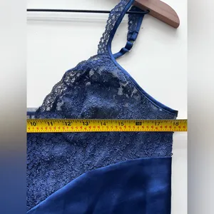 Victoria’s Secret blue maxi slip nightgown dress lace vintage y2k gold label L thumbnail 5