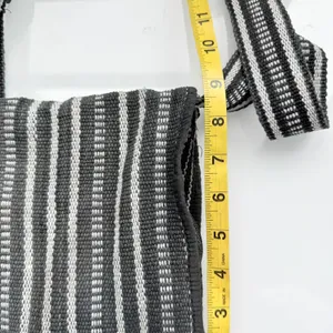 Black‎ Gray Striped Woven Crossbody Bag Multi-Pocket Travel Purse Boho Grunge thumbnail 9