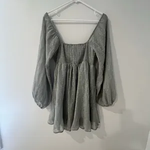 Altar'd State Sage green Swiss Dot Sheer Long‎ Sleeve Peasant Dress Size Small thumbnail 6