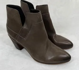 Franco‎ Sarto Womens Dark Brown Leather Pointed Toe Block Heel Ankle Booties 8M thumbnail 1