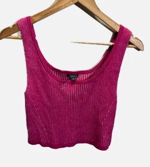 Wild Fable Knit Crop Top Womens‎ XL Pink Ribbed Scoop Neck Y2K Festival Boho thumbnail 1