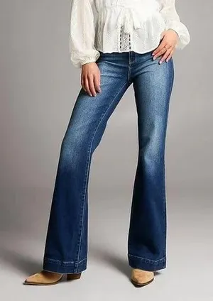 BKE Billie Slim Fit High Rise Trouser Stretch Women's 27x34 Blue Denim Cotton thumbnail 1