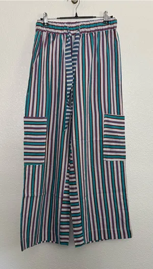 NEW Bohemian Striped Wide Leg Pants Small thumbnail 1