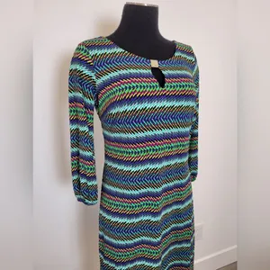 Enfocus Studio Midi Dress Abstract Disco Artsy 70s 80s Bright Colorful Size 4 thumbnail 2