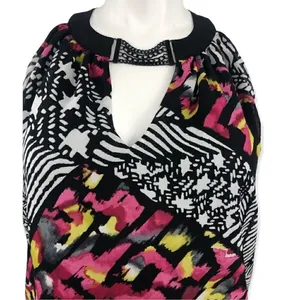 Bisou Bisou black pink sleeveless halter top thumbnail 2