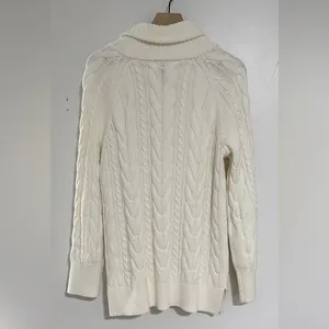 ST. JOHN'S BAY | NWT Woman's Cream Chunky Knit Zip Turtleneck Sweater, Size S‎ thumbnail 3