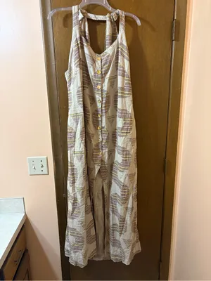 Celandine Anthropologie neutral printed linen blend maxi dress thumbnail 5