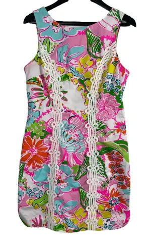 Lilly Pulitzer X Target Nosey Posie 4 Dress Bright Floral Pink Green Shift thumbnail 1