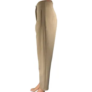 Zara Beige Khaki Chino Pleated High Waisted Tapered Trousers Dress Pants Size S thumbnail 2