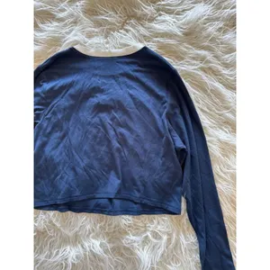 Skims Soft Lounge Ringer Long Sleeve Crop Top Navy Multi Size 2X thumbnail 8
