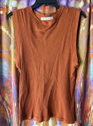 Free People Ribbed Orange Tank Top thumbnail 1