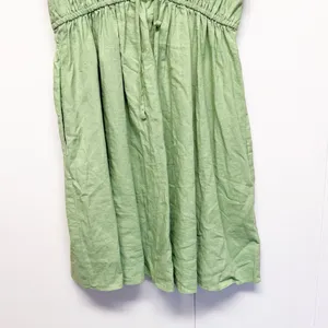 NWT MADEWELL Linen Sophia Deep V Mini Seedling Green Dress Medium thumbnail 6