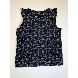 Loft Black White Floral Print Flutter Sleeve Top Women's Size Medium thumbnail 2