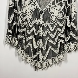 Pretty Angel Lace Jacket Topper Size L Black Silk Blend Boho Artsy Whimsygoth thumbnail 4