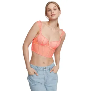 VICTORIA’S SECRET Dream Angels Lace Cap Sleeve Corset Top Neon Nectar Size M DD thumbnail 13