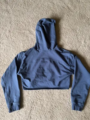 Lululemon All Yours Cropped Hoodie Blue Hooded Sweatshirt Terry Crop Fitted Sz 4 thumbnail 5