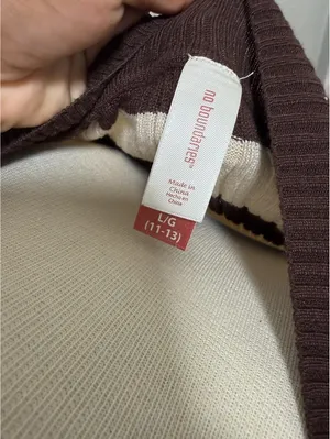 No Boundaries Vintage Y2k Brown And White Striped V-neck Sweater Sz L thumbnail 2