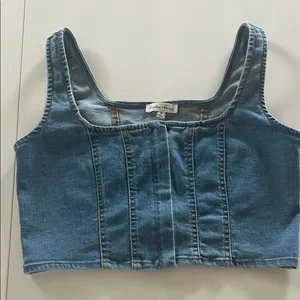 Denim Crop Corset Tank Blue Size M thumbnail 1