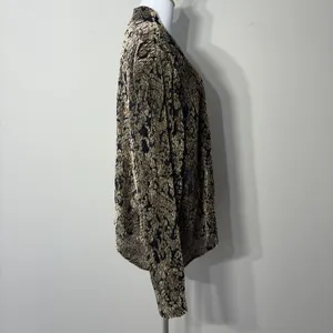 Chicos 3 Jacket Topper Womens XL Crinkle Velvet‎ Burnout Sheer Brown Whimsigoth thumbnail 5