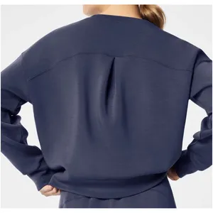 Spanx AirEssentials Dark Storm Blue Grey Crew Neck Sweatshirt Womens Large thumbnail 7