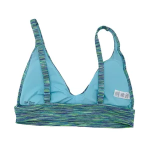 Aerie Space Dye Pique V Scoop Bikini Top Size Small Swimwear Blue Green Beachy thumbnail 2