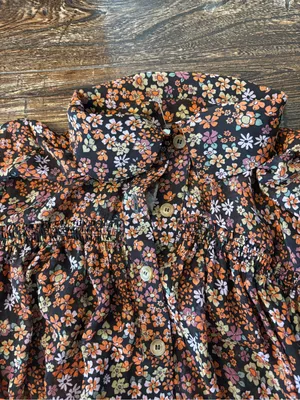 Free People Bonnie Mini Dress Medium Dusk Combo‎ NWT Floral Ruffle Smocked Boho thumbnail 8