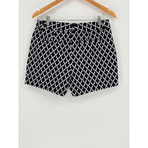 Crown & Ivy Chino Shorts Womens 6 Navy Blue Geometric‎ Trellis Stretch Casual thumbnail 3