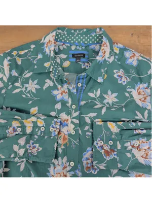 Ladies' Talbots Green Long Sleeve Button Down Shirt Large thumbnail 3