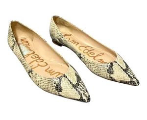 SAM EDELMAN Snakeskin-Print Pointed Toe Flats thumbnail 1