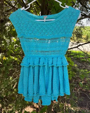Free People Blue Juliette Ruffle Top thumbnail 1