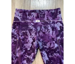 Athleta Rainier Printed Tight Purple Floral Zipper Pocket Activewear Leggings thumbnail 7
