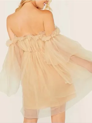 SHEIN Off-Shoulder Ruffle Chiffon Mini Dress Size Small thumbnail 8