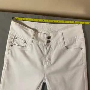 Puzzle Jeans Womens White Skinny Denim Pants Double Button‎ Mid Rise 27x29.5 thumbnail 7