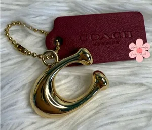 1.5" COACH "C" Hang Tag Key Fob Bag Charm thumbnail 1