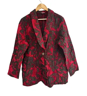 Habitat Clothes to Live In Vintage Red Floral Jacquard Blazer Jacket XL Tapestry thumbnail 1