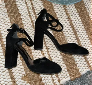 Bleecker and Bond Black Strap Heels Size 7.5 thumbnail 1