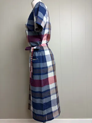 Vintage 60s 70s Nancy Greer New York Plaid Belted Midi Dress Small thumbnail 3