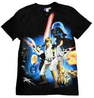 Divided Star Wars Graphic T- Shirt Small Black Cotton Luke Darth Vader Movie thumbnail 1