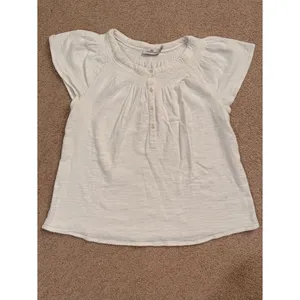 Vineyard Vines White 100% Cotton Gauze Smocked Boho Peasant Blouse‎ Top Medium thumbnail 2