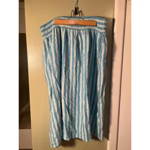 A New Day Women's Size Large Beach Bungalow Linen Midi Picnic Skirt Blue White thumbnail 4