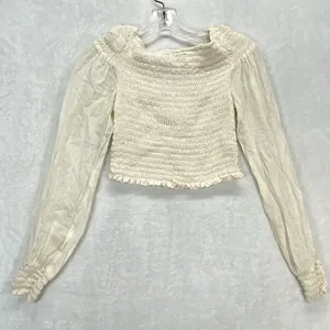 Reformation long sleeve‎ Smocked crop top Womens Small Y2K boho - flaw thumbnail 9