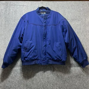 Vintage 90s Bomber Jacket Mens Large Blue Wear Me Out‎ Zip Up thumbnail 9