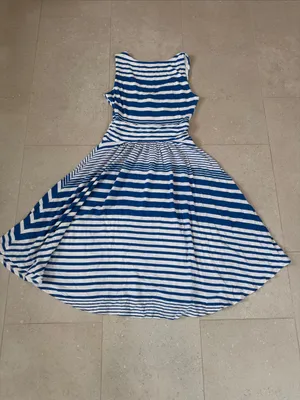 Anthropologie Maeve Blue and White Striped Sleeveless Dress thumbnail 5
