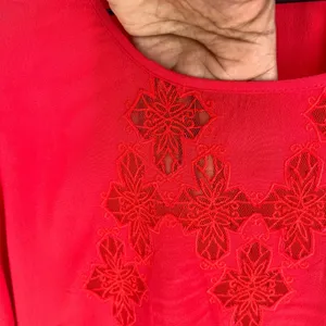 Gianni Bini Mini Dress Womens XS Red Viscose Lace Cutout Detail Keyhole Back‎ thumbnail 2