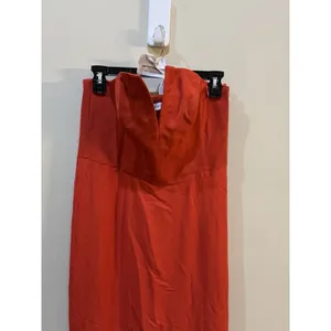 Dress the Population Fernanda Maxi Dress Strapless V Neck‎ Gown Poppy Orange L thumbnail 6