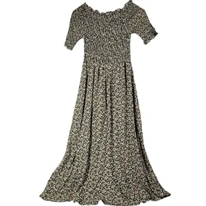 Dress Forum Smocked Floral Maxi‎ Dress Off Shoulder Ruffle Short Sleeve S NWT thumbnail 3