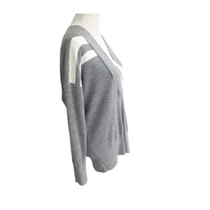 Rag & Bone Sweater Womens XS Gray Diagonal Stripe Merino Wool V-Neck Preppy thumbnail 5